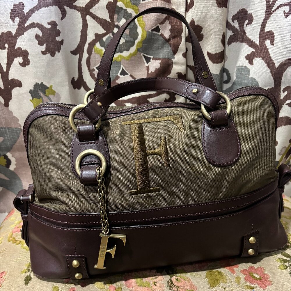 Gianfranco Ferre Green and Leather Purse